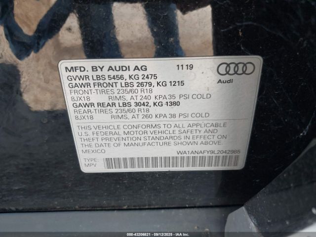 2020 AUDI Q5 WA1ANAFY9L2042985 Photo 8