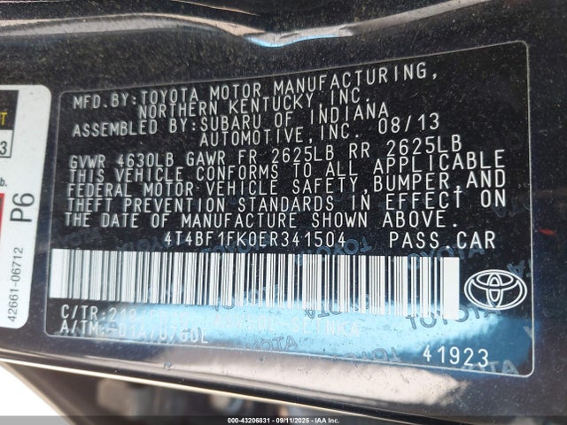 Toyota 2ar-fe 2014 4T4BF1FK0ER341504 Image 9