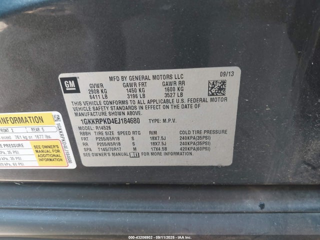 GMC llt 2014 1GKKRPKD4EJ184680 Image 9
