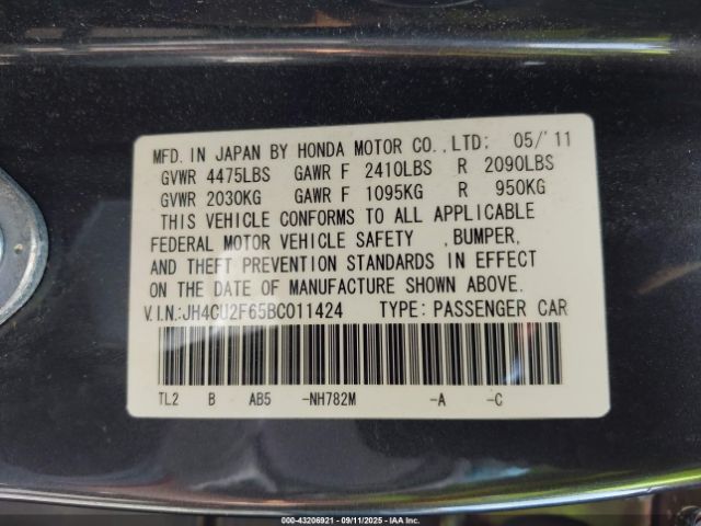 2011 ACURA TSX JH4CU2F65BC011424 Photo 8