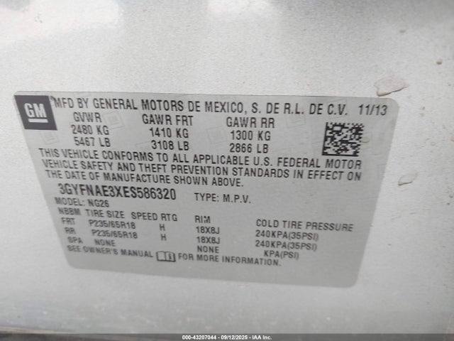 2014 CADILLAC SRX 3GYFNAE3XES586320 Photo 8