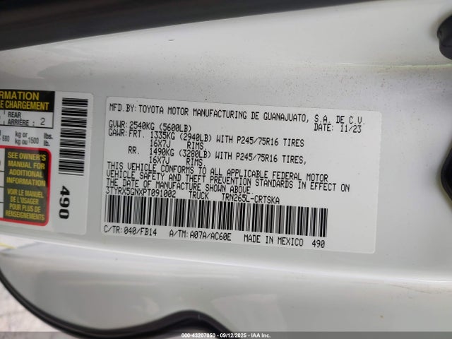 Toyota 2tr-fe 2023 3TYRX5GNXPT091002 Image 9