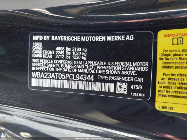WBA23AT05PCL94344 BMW 430I