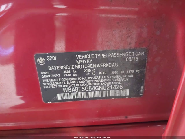 BMW 320i 2016 WBA8E5G54GNU21426 Image 25