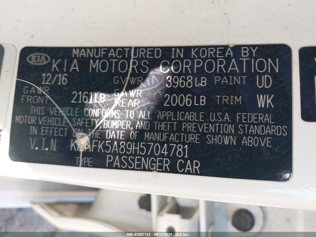 KNAFK5A89H5704781 KIA gdi nu