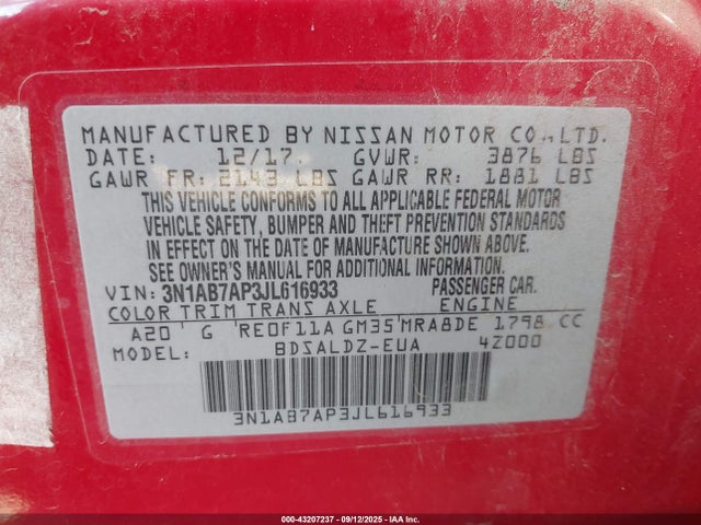 Nissan 2018 2018 3N1AB7AP3JL616933 Image 9