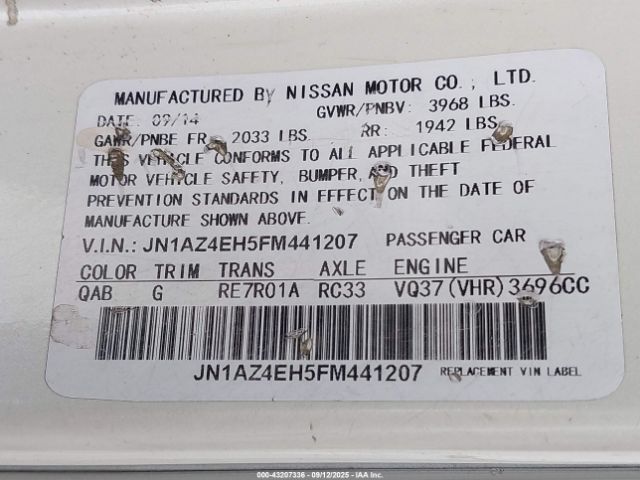 2015 NISSAN 370Z JN1AZ4EH5FM441207 Photo 8