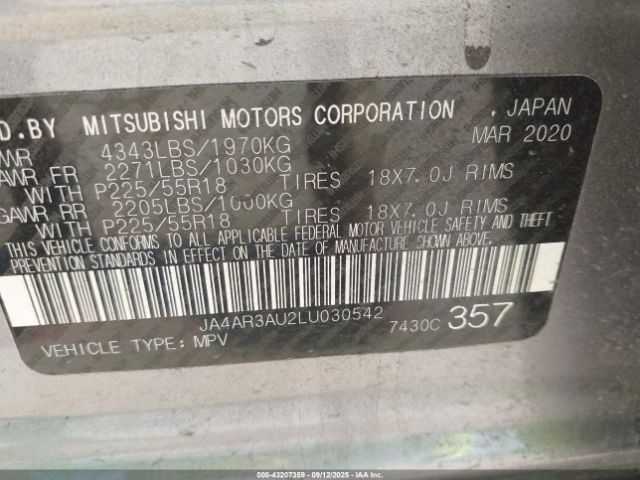 2020 MITSUBISHI OUTLANDER SPORT JA4AR3AU2LU030542 Photo 8