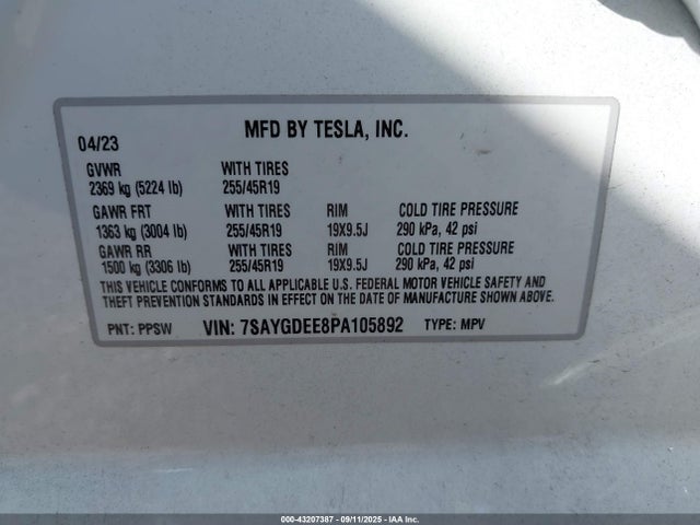 2023 TESLA MODEL Y 7SAYGDEE8PA105892 Photo 8