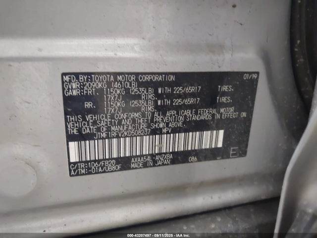 Toyota a25a-fks 2019 JTMF1RFV2KD508237 Image 9