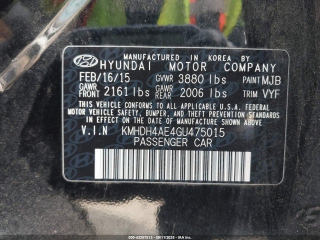 Hyundai dohc mpi nu 2016 KMHDH4AE4GU475015 Image 9