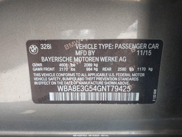 WBA8E3G54GNT79425 BMW 328I