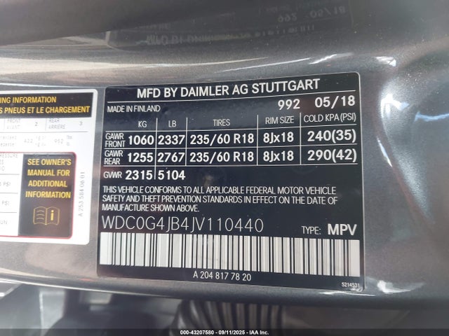 WDC0G4JB4JV110440 Mercedes-Benz GLC 300