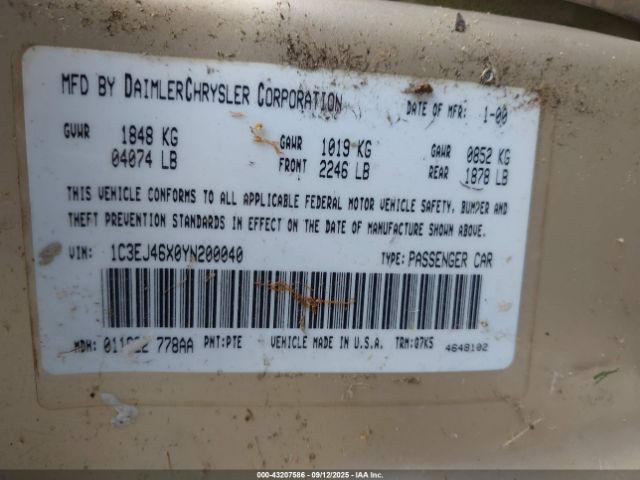 2000 CHRYSLER CIRRUS 1C3EJ46X0YN200040 Photo 8