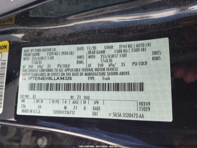 Ford 2020 2020 1FTER4EH8LLA94326 Image 9