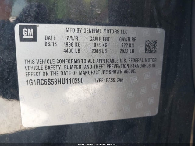 1G1RC6S53HU110290 Chevrolet l3a - di: direct injectio, vvt: variable valve timing, hybrid, gen 1