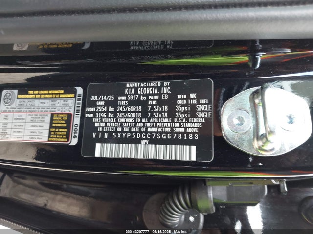 KIA gdi lambda ii 2025 5XYP5DGC7SG678183 Image 9