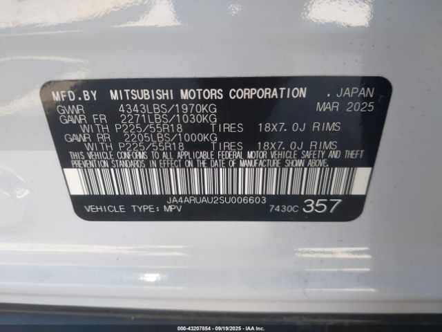 2025 MITSUBISHI OUTLANDER SPORT JA4ARUAU2SU006603 Photo 8