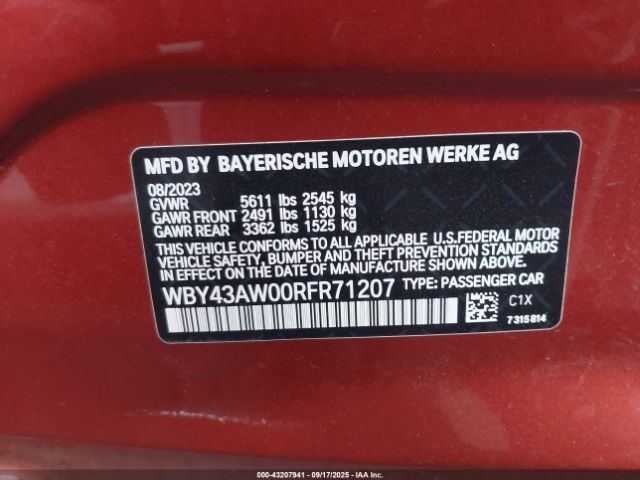 2024 BMW I4 WBY43AW00RFR71207 Photo 8