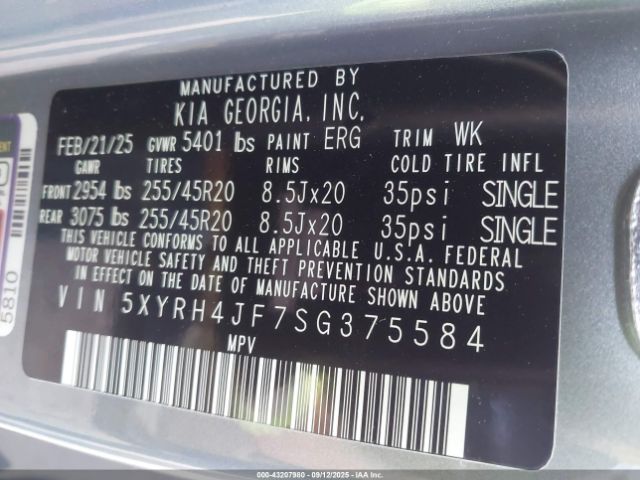 2025 KIA SORENTO 5XYRH4JF7SG375584 Photo 8