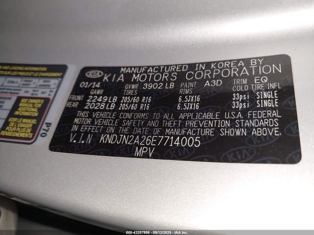 KIA dohc gdi gamma 2014 KNDJN2A26E7714005 Image 9