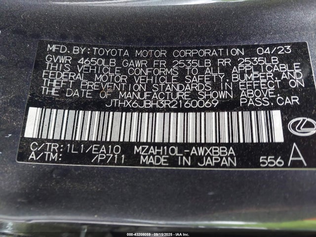 JTHX6JBH3R2160069 Lexus m20a-fxs, 3nm