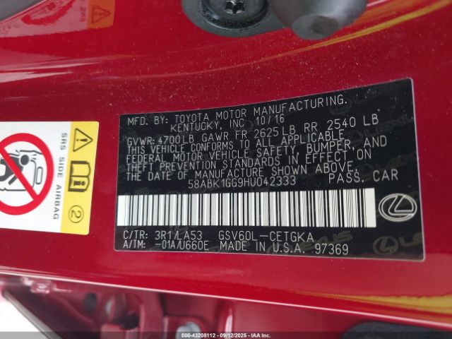 2017 LEXUS ES 350 58ABK1GG9HU042333 Photo 8