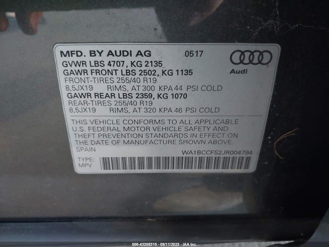 2018 AUDI Q3 WA1BCCFS2JR004794 Photo 8