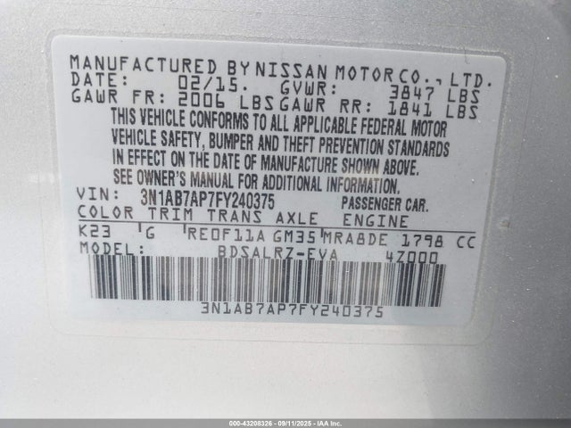 3N1AB7AP7FY240375 Nissan Sentra