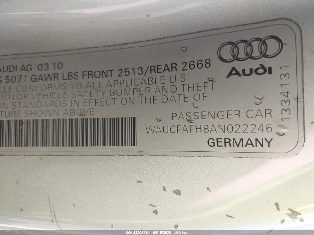 2010 AUDI A5 WAUCFAFH8AN022246 Photo 8