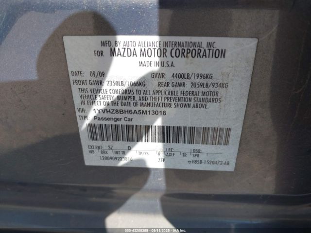 2010 MAZDA MAZDA6 1YVHZ8BH6A5M13016 Photo 8
