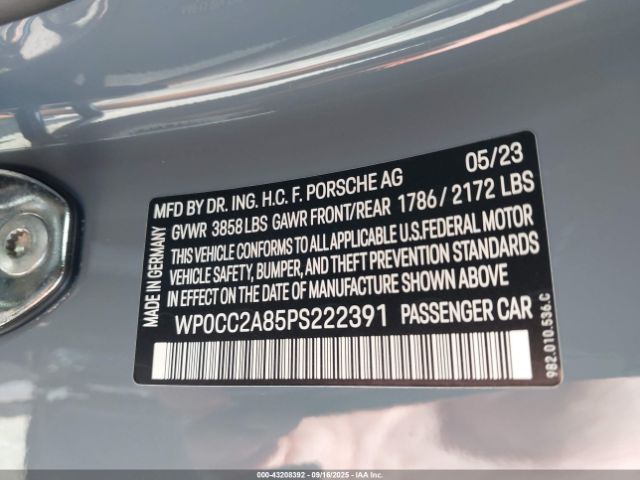 2023 PORSCHE 718 SPYDER WP0CC2A85PS222391 Photo 8