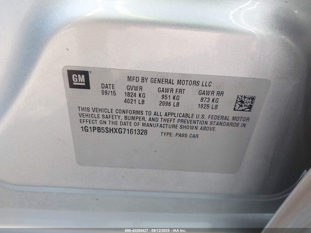 1G1PB5SHXG7161328 Chevrolet luw - e85 max