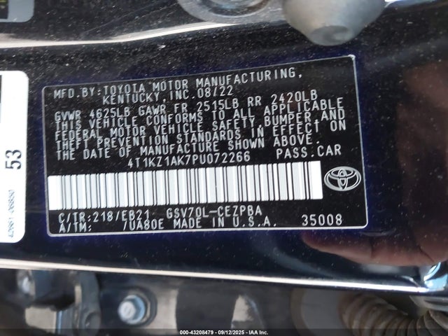 4T1KZ1AK7PU072266 Toyota 2gr-fks