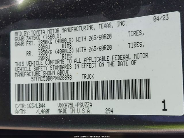 2023 TOYOTA TUNDRA HYBRID 5TFMC5DB0PX028898 Photo 8