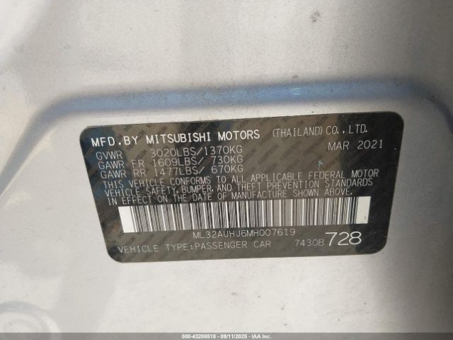 2021 MITSUBISHI MIRAGE ML32AUHJ6MH007619 Photo 8