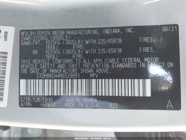 5TDHBRCH4MS529991 Toyota a25a-fxs, 5nm+4nm
