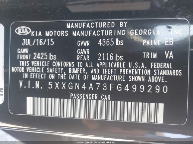 5XXGN4A73FG499290 KIA dohc gdi theta ii