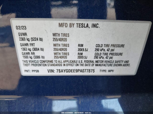 2023 TESLA MODEL Y 7SAYGDEE9PA077875 Photo 8