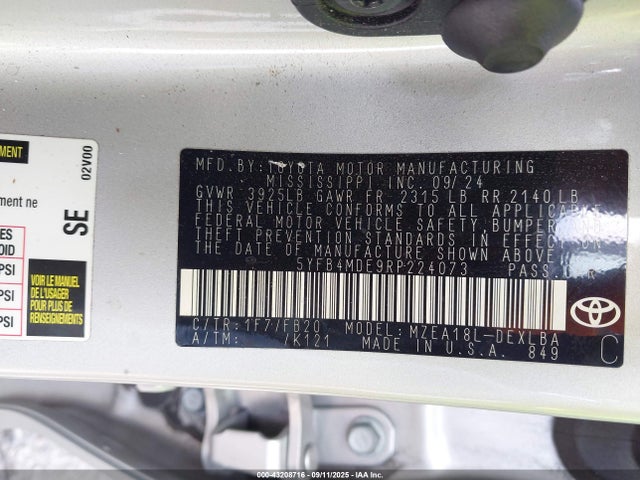 5YFB4MDE9RP224073 Toyota COROLLA LE