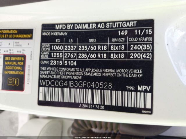 2016 MERCEDES-BENZ GLC 300 WDC0G4JB3GF040528 Photo 8