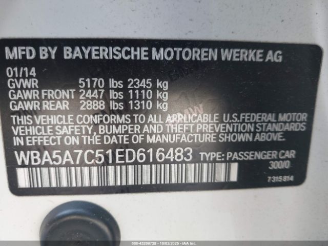 2014 BMW 528I WBA5A7C51ED616483 Photo 8