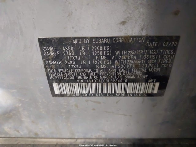 4S4BTAEC3L3234916 Subaru u5