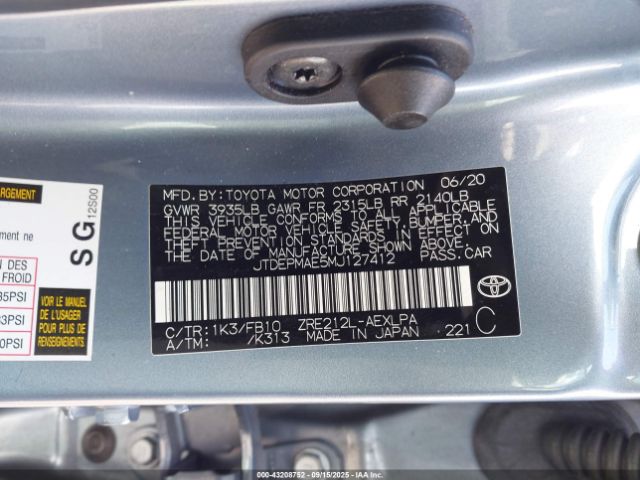 2021 TOYOTA COROLLA JTDEPMAE5MJ127412 Photo 8