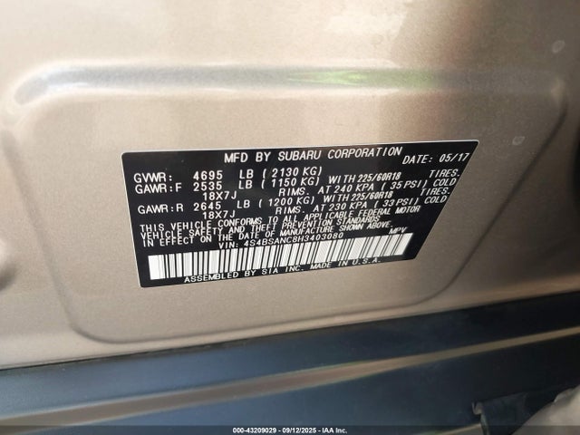 4S4BSANC8H3403080 Subaru u5