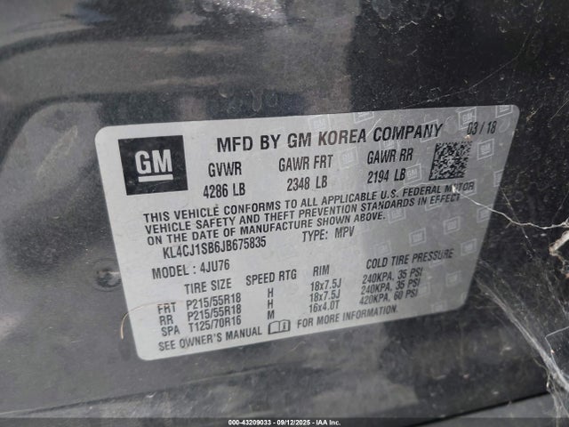 Buick luv: mfi, variable valve timing, alum, e85 max 2018 KL4CJ1SB6JB675835 Image 9