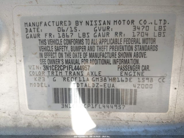 Nissan 2015 2015 3N1CE2CP1FL444957 Image 9