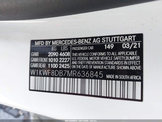 Mercedes-Benz m264 2021 W1KWF8DB7MR636845 Image 9