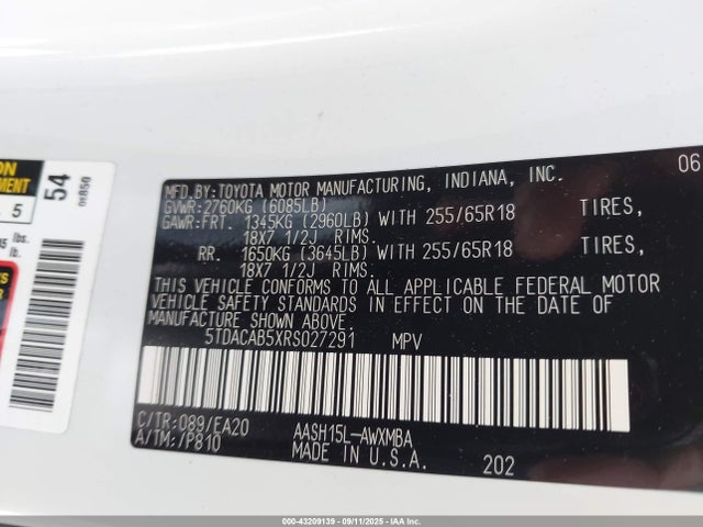 5TDACAB5XRS027291 Toyota a25a-fxs, 5nm+4nm