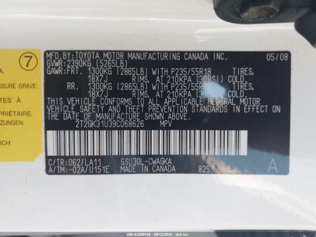 2009 LEXUS RX 350 2T2GK31U39C068626 Photo 8